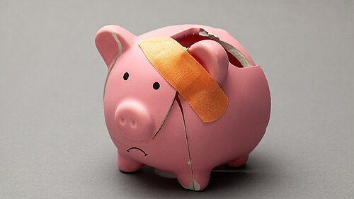 Broken piggy bank.