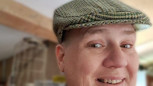 Laura Chalmers with her patterned cap