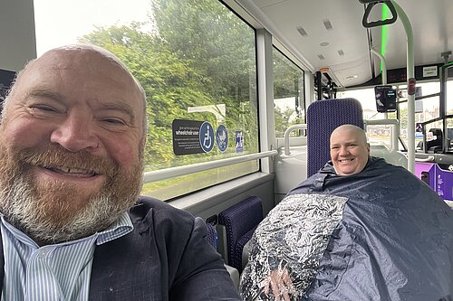 Bill Revans, to the left and Laura Chalmers to the right in her mobility chair