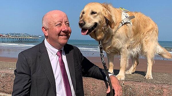 Steve Darling MP (for Torbay) with Jenny the dog on the seafront