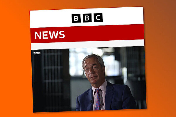 Screenshot showing Nigel Farage on BBC website 